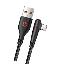 Premium gevlochten nylon USB naar type C-adapterkabel-2m Zwart