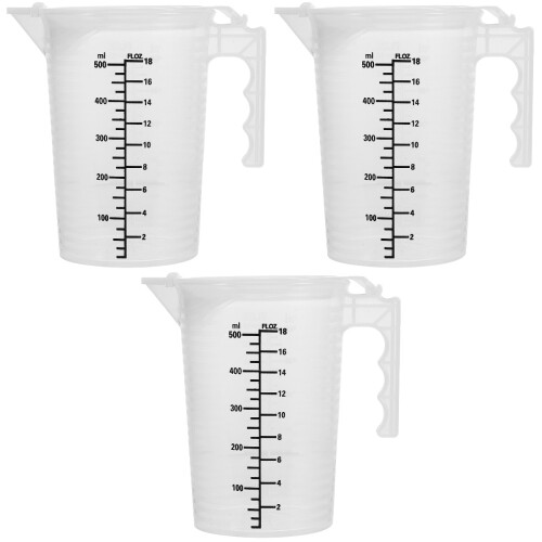 3Pcs Clear Plastic Measuring Cups with Insulated Handle Large Capacity 1