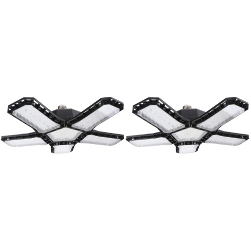 2Pcs LED Garage Folding Light Black 5 Panel Adjustable Ceiling Lamp 1
