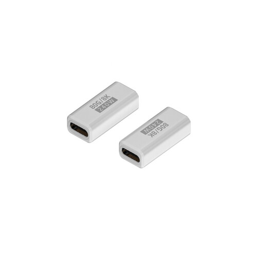 2er-Pack 240W 80Gbps USB-C Buchse-zu-Buchse Adapter, Gerade, Schwarz White
