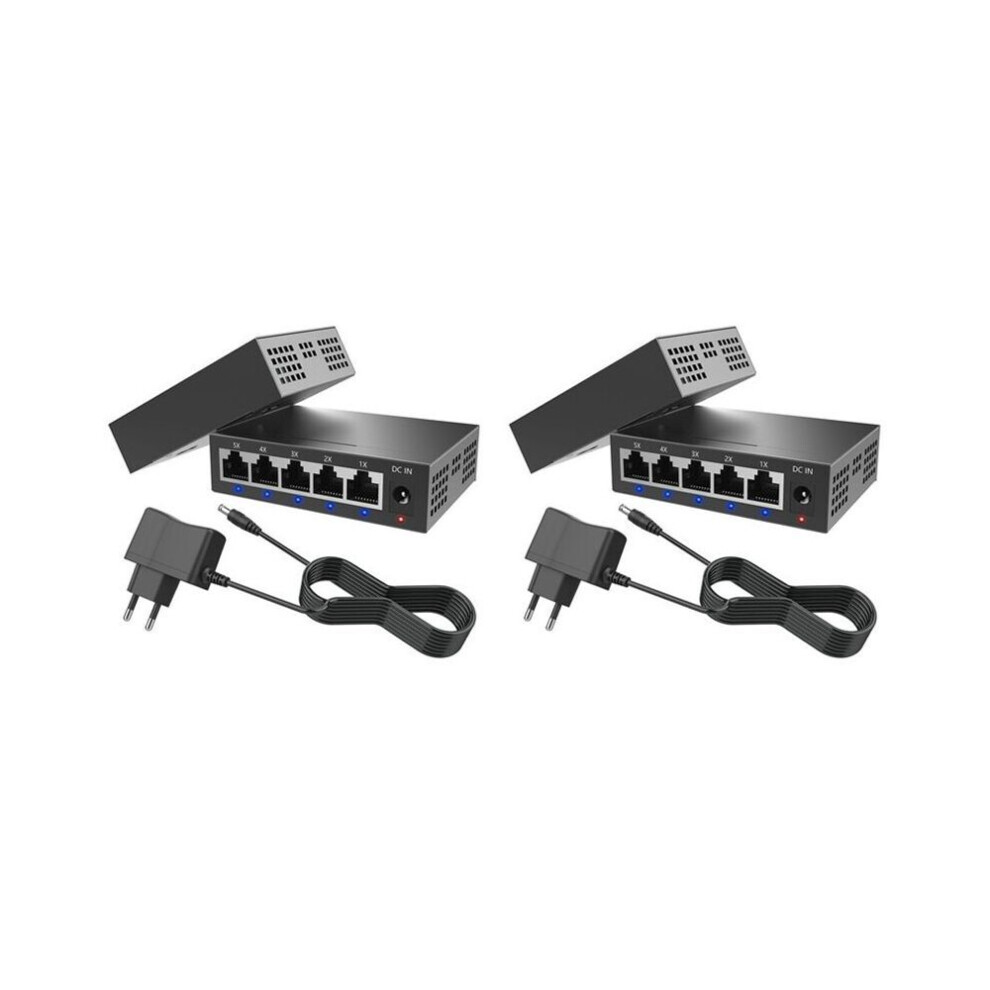 2X 5 Port Gigabit Industrial 1000Mbps Network Ethernet Home Splitter Network Distributor Eu Plug 9071224600766