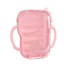 Kids Drink Container Cover Dinosaur Shape Prevents Spills-Pink
