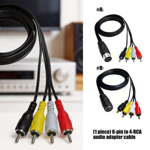 Flexibles-150 cm DIN6P-Stecker auf 4RCA-Stecker 2
