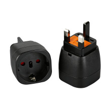 3Pin To 2Pin Female Travel Socket Power Converter Outlet-Black