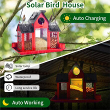 Solar Bird Feeders House for Outside Hanging, Metal Wild Bird Feeder for Outdoors, Large Cardinal Bird Feeder Birdhouses