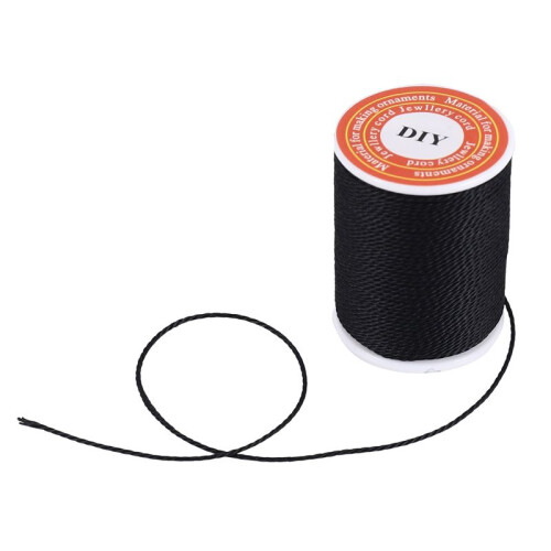 Roll Black Waxed Cotton Necklace Beads Cord String 1mm HOT