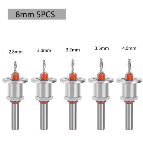 Adjustable Countersink Drill Bit Set - 5 Pieces with 8mm Shank