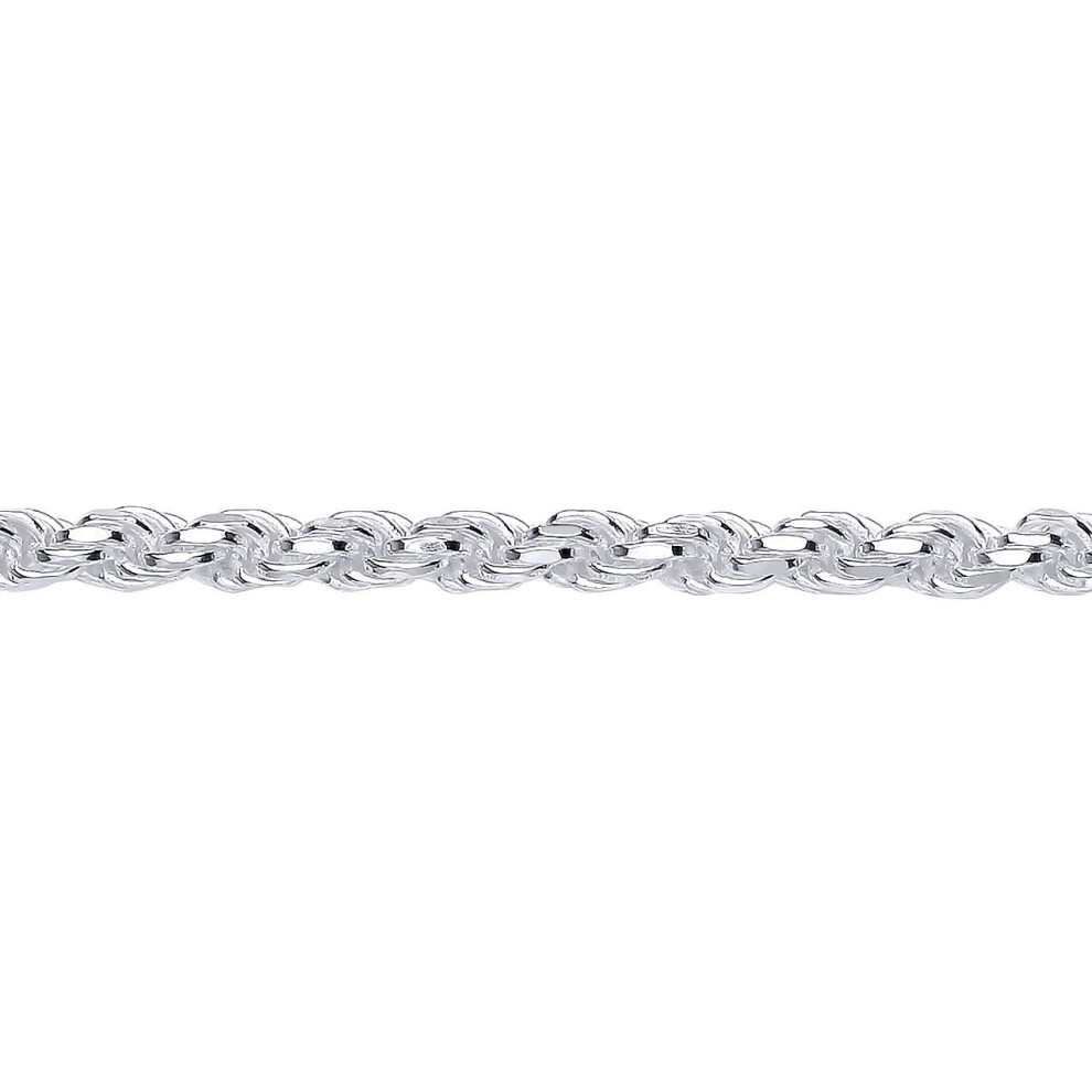 Jewelco London (22) Rhodium Plated Sterling Diamond-Cut Solid Rope Chain Necklace 5Mm - Gvch44 Silver