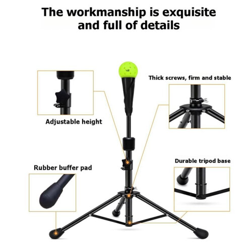 Pickleball Backhand Flick Trainer Baseball Batting Tee Portable Practical Sturdy Professional Batting Practice Black 2
