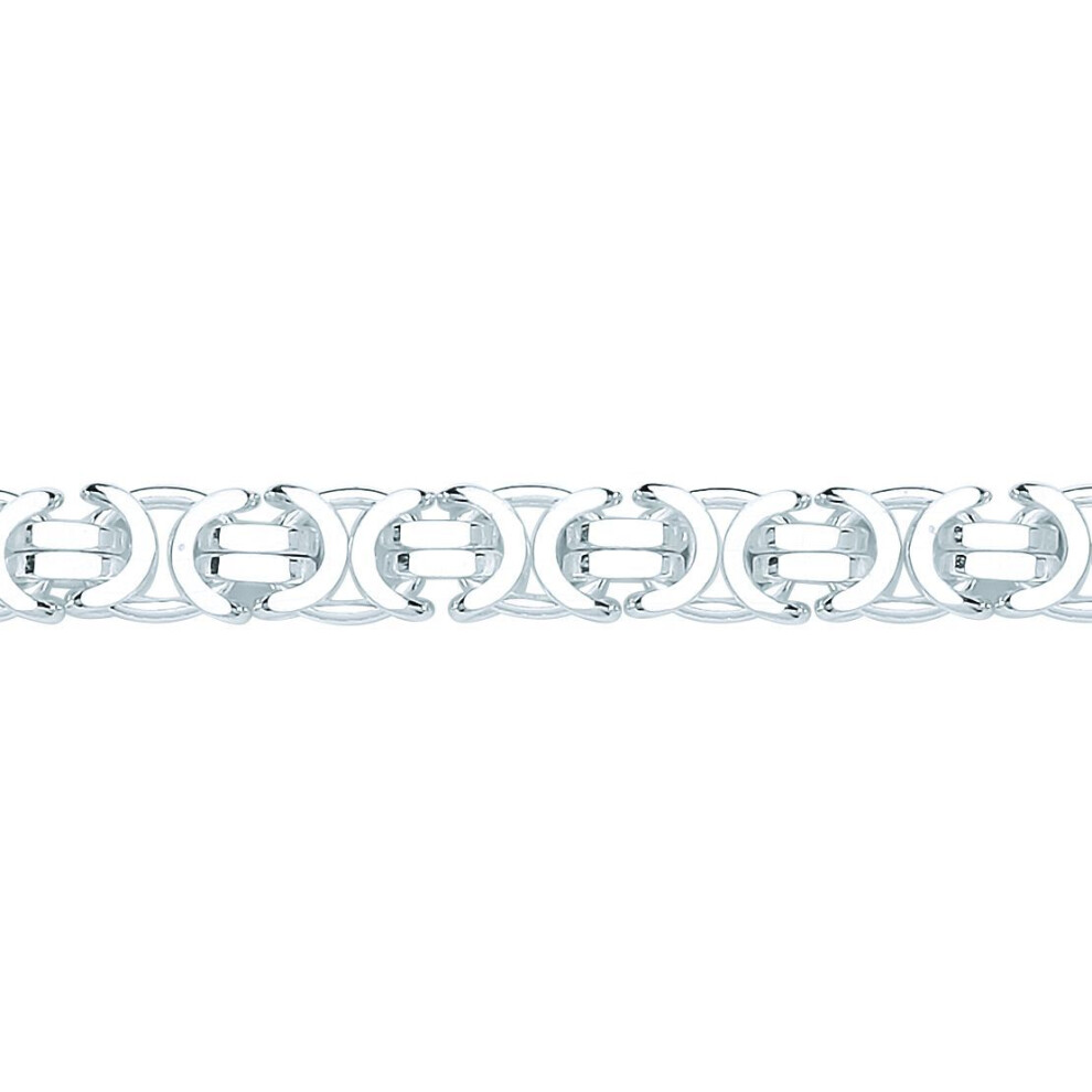 Jewelco London (22) Rhodium Plated Sterling Flat Byzantine Chain Necklace 7Mm - Gvch58 Silver