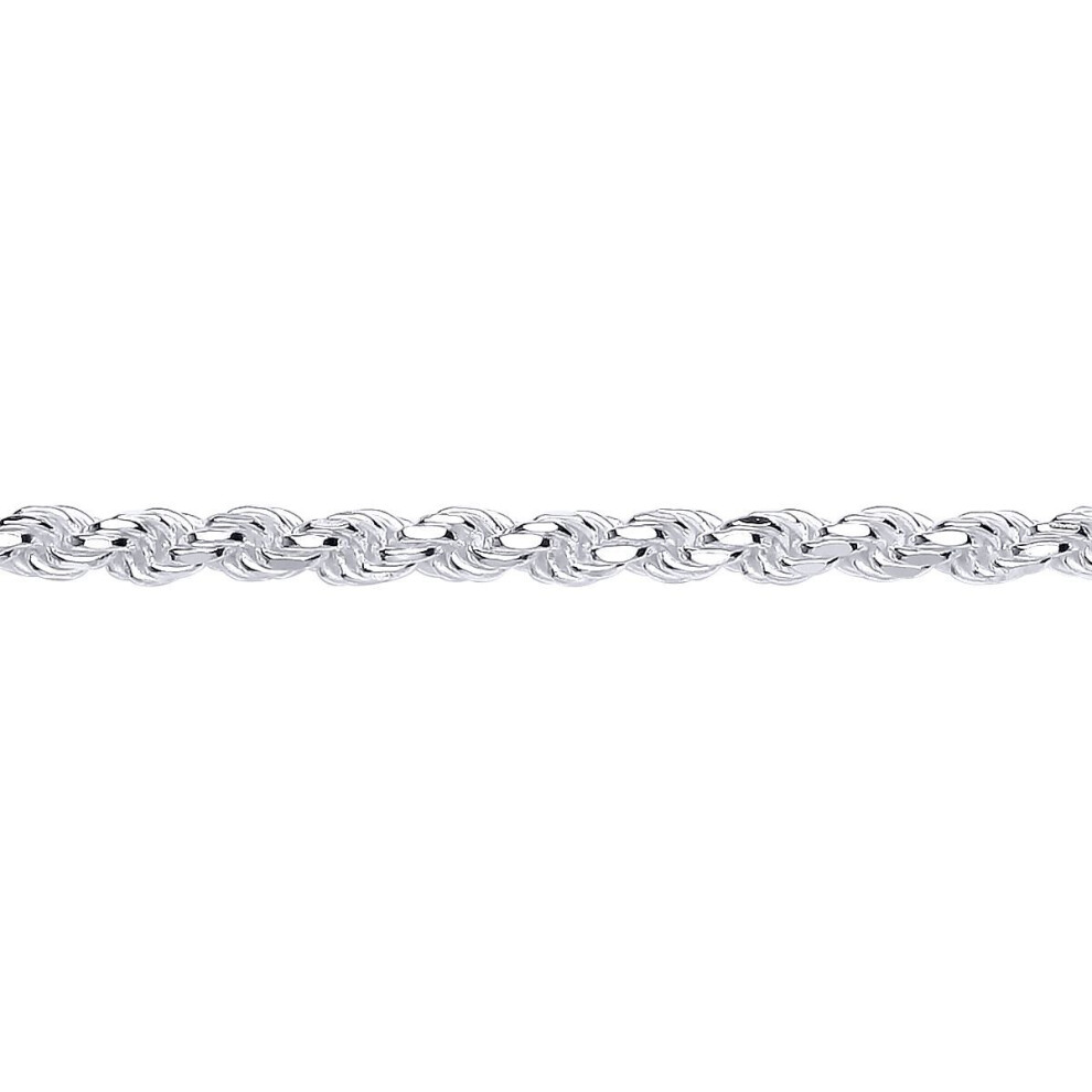 Jewelco London (20) Rhodium Plated Sterling Diamond-Cut Solid Rope Chain Necklace 4Mm - Gvch43 Silver