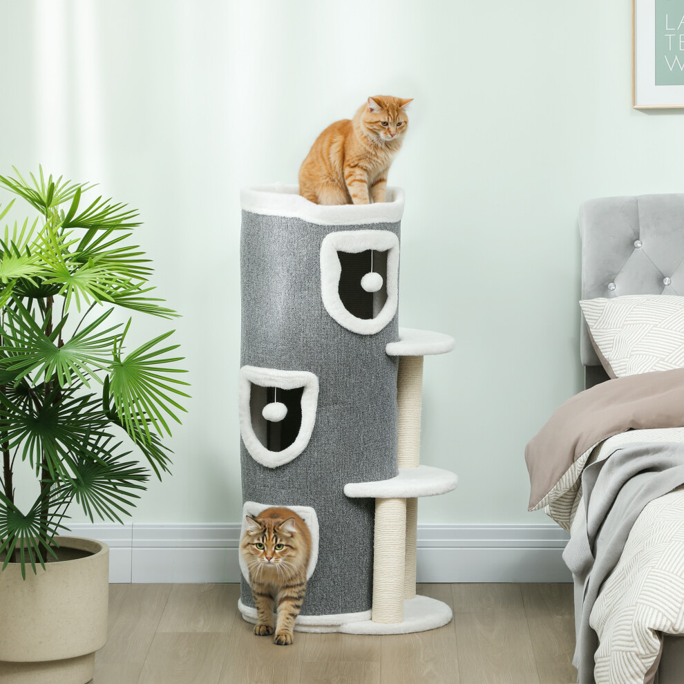 Pawhut 101 Cm Cat Tree Cat Condo For Indoor Cats With Sisal Scratching Post