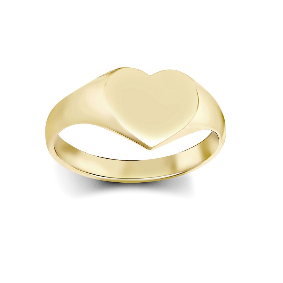 Jewelco London (J) Ladies Solid 9Ct Yellow Gold Love Heart Signet Ring - Jrn458 Gold,Yellow