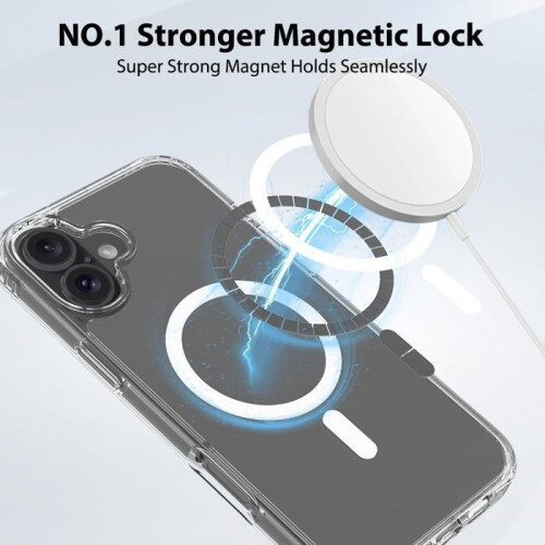 Capa protetora transparente à prova de choque para iPhone 17 com 2 películas de vidro temperado e anel magnético. 2