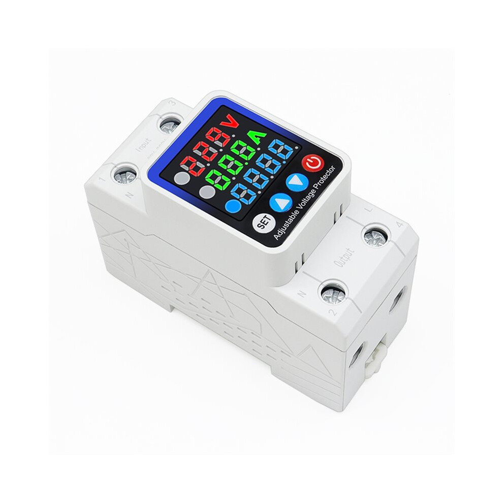 63A Power Consumption Kwh Meter Single Phase Adjust Over Under Current And Voltage Protective Device Protector Relay 6031925026534