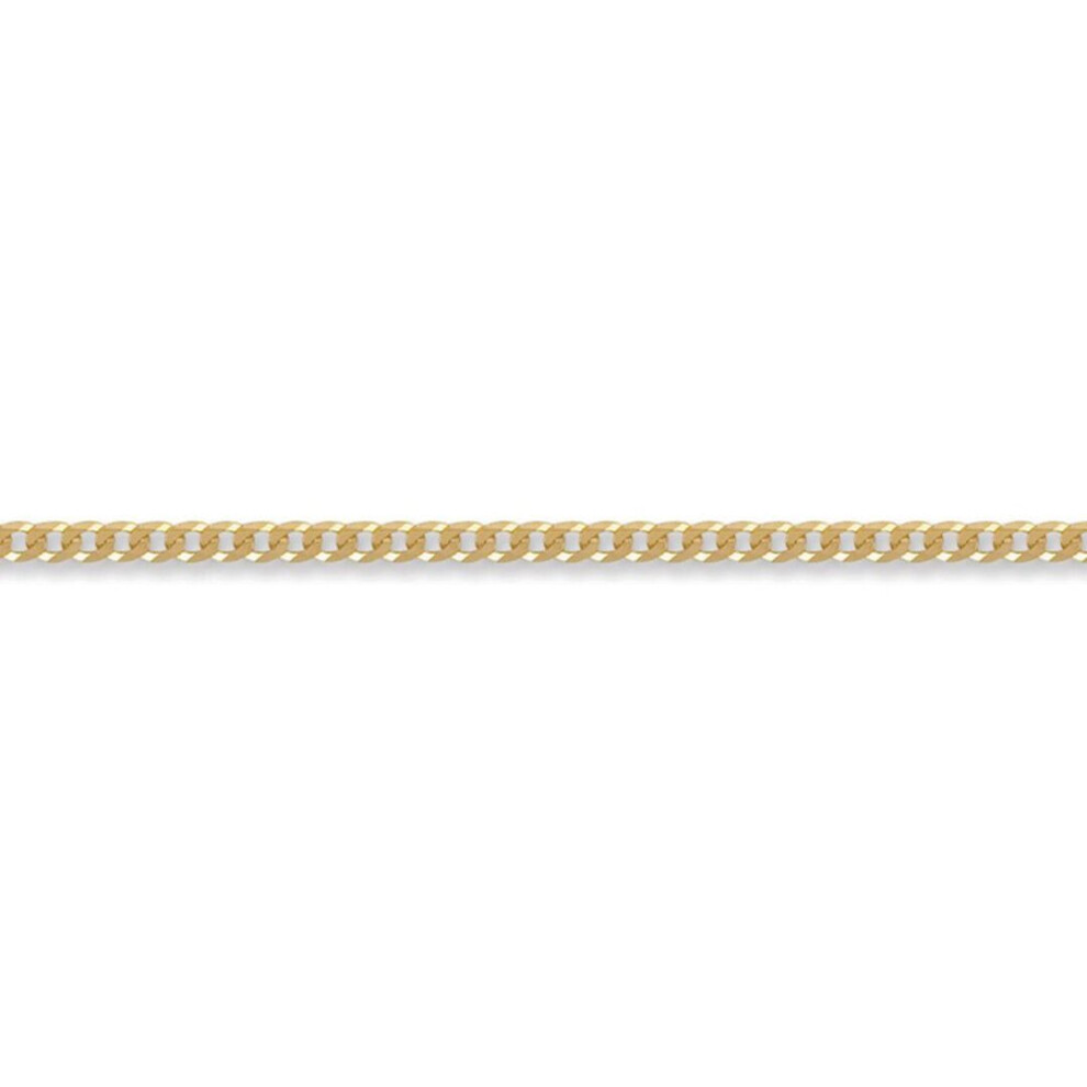 Jewelco London (22) Unisex Solid 9Ct Yellow Gold Flat Curb 3Mm Gauge Chain Necklace - Jcn037a Gold,Yellow