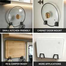 10 Pack Pot Lid Holders with Hook, Pot and Pan Hangers for Kitchen Inside Cabinet Wall Mount Rack , Space-Saving Design