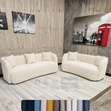 (Fabric Swatch, Mink) Sapphire Teddy Fabric Sofa Modern Curved 2 Seater 3 Seater 5 Seater Corner Luxury Boucle Couch Settee