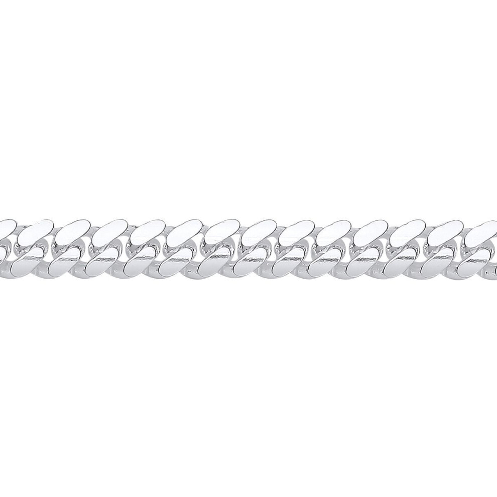 Jewelco London Rhodium Plated Sterling Miami Cuban Court Curb Link Chain Bracelet 7Mm 7.5 Inch - Gvch56-7.5 Silver