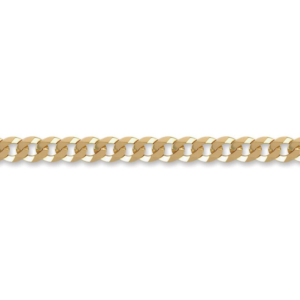Jewelco London (22) Unisex Solid 9Ct Yellow Gold Flat Curb 7Mm Gauge Chain Necklace - Jcn037e Gold,Yellow