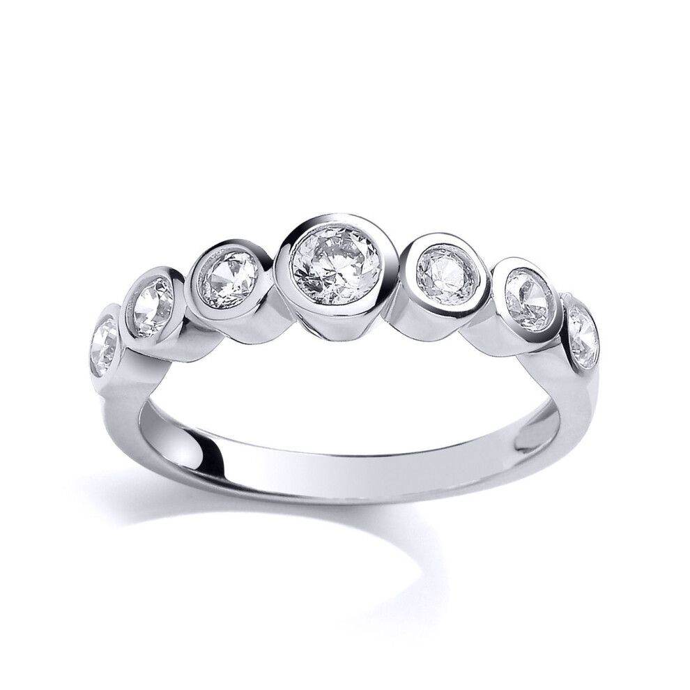 Jewelco London (P) Ladies Sterling Cubic Zirconia Half Eternity Bubbles Engagement Ring - Gvr659 Silver