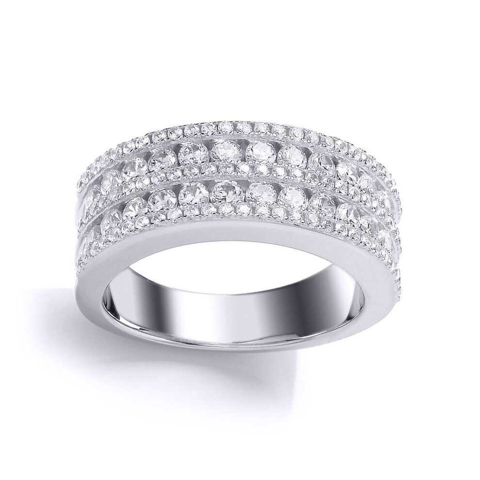 Jewelco London (O) Ladies Sterling Cubic Zirconia 5 Row Pave Channel Eternity Ring - Gvr686 Silver