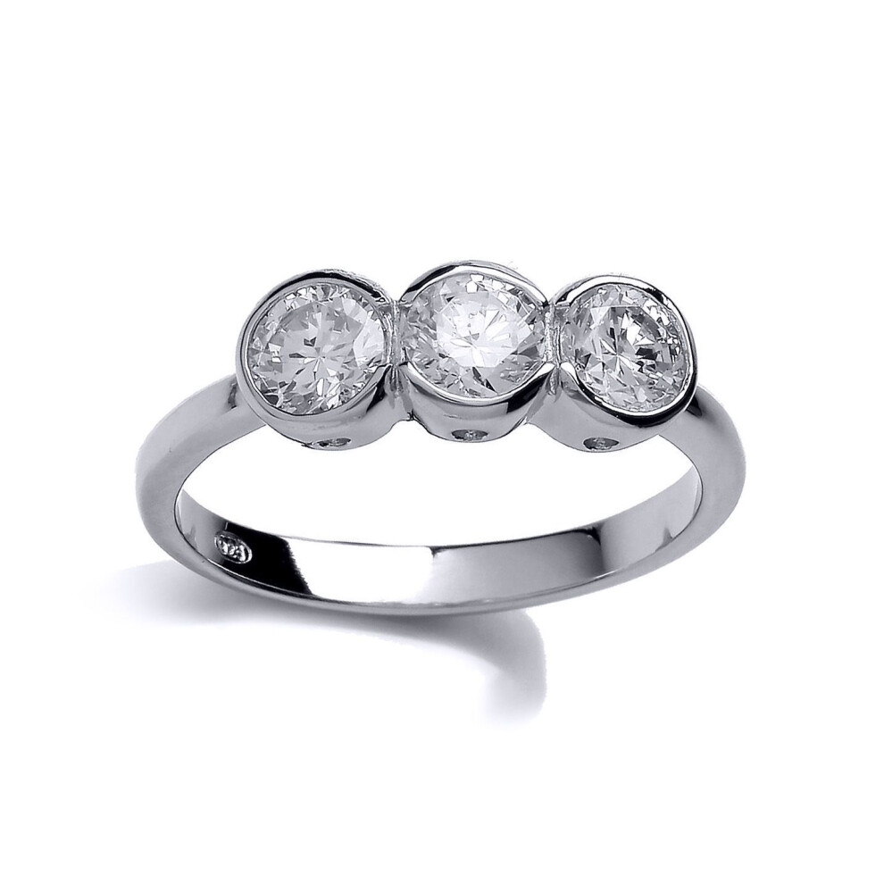 Jewelco London (M) Ladies Sterling Cubic Zirconia Trilogy Bubbles Engagement Ring - Gvr721 Silver