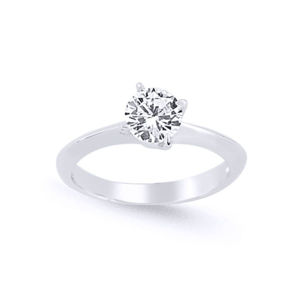 Jewelco London (L) Ladies Sterling Cubic Zirconia Rotated 4 Claw Solitaire Engagement Ring - Gvr633 Silver