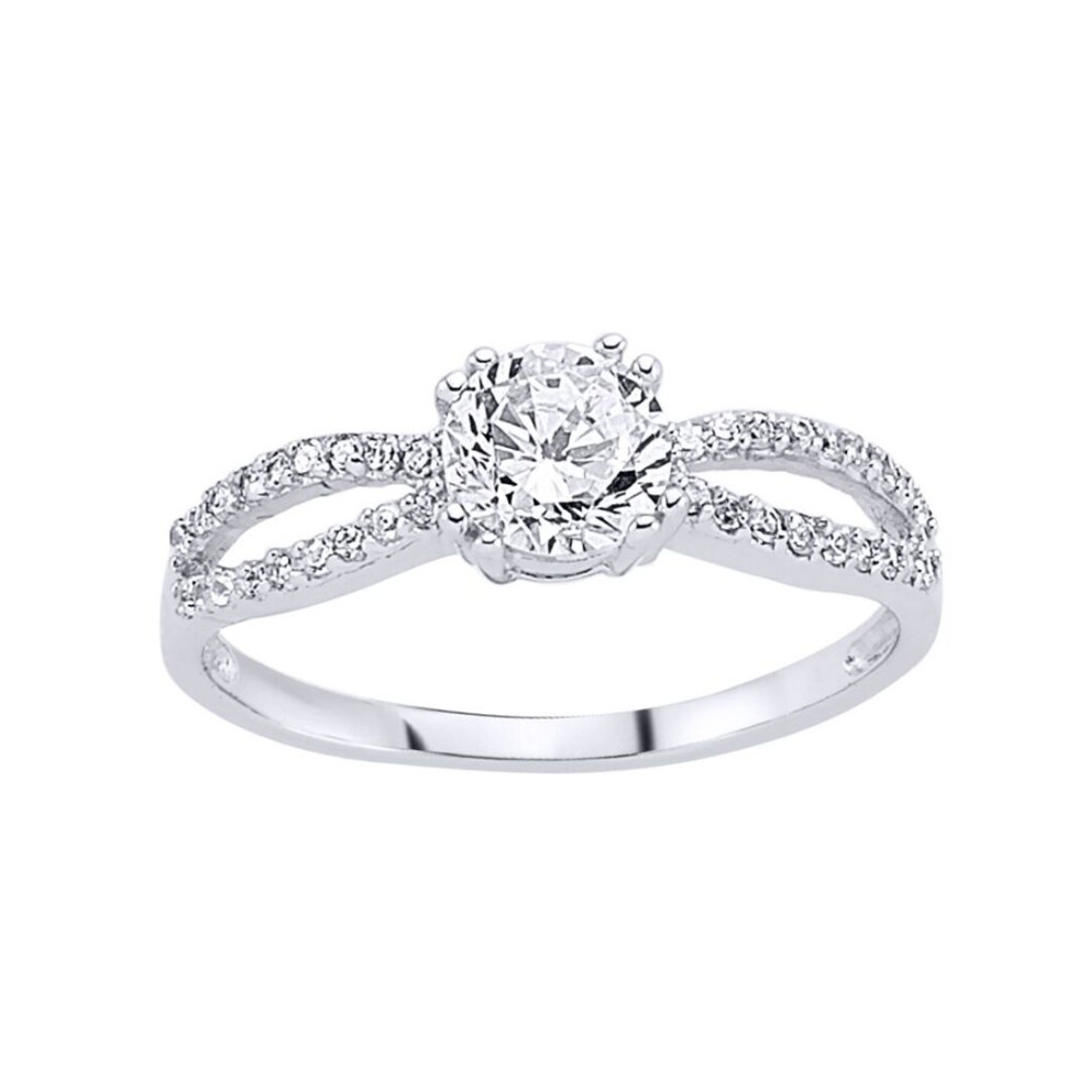 Jewelco London (Q) Ladies Sterling Cubic Zirconia Split Shoulder-Set Solitaire Engagement Ring - Gvr464 Silver