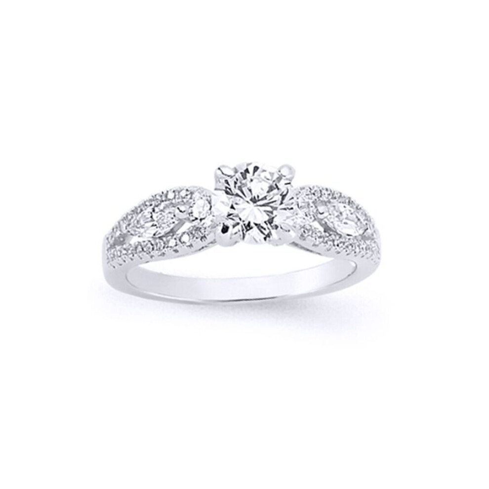 Jewelco London (O) Ladies Sterling Cubic Zirconia Solitaire Engagement Ring - Gvr571 Silver