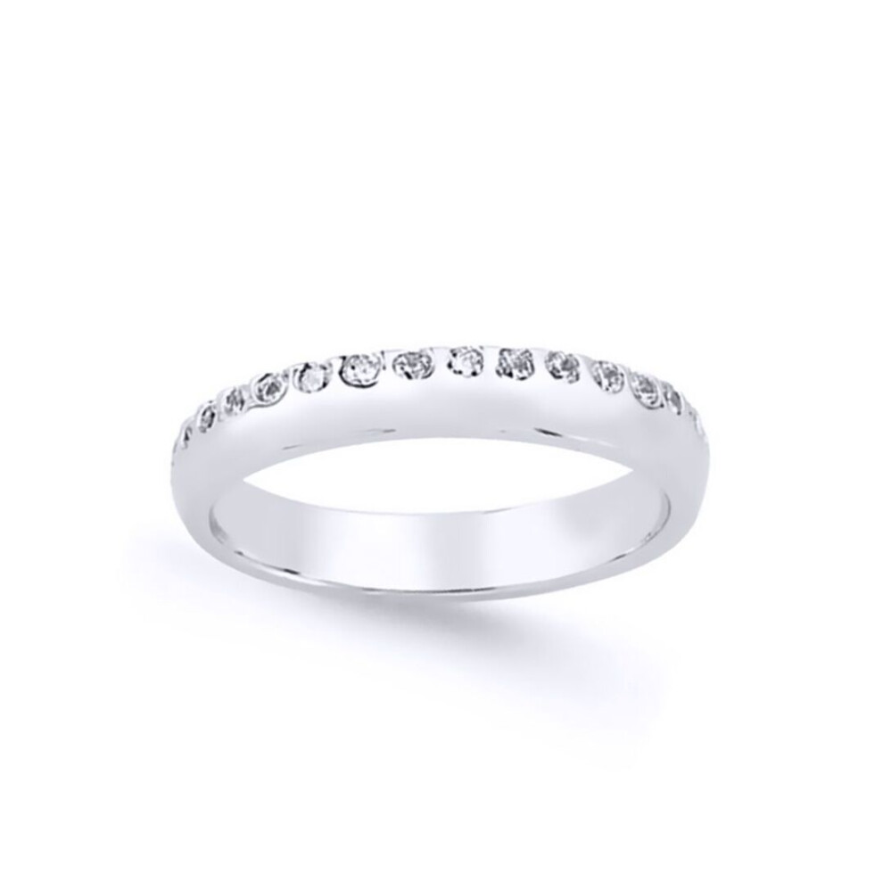 Jewelco London (L) Ladies Sterling Cubic Zirconia Pave Knife Edge Eternity Ring - Gvr624 Silver