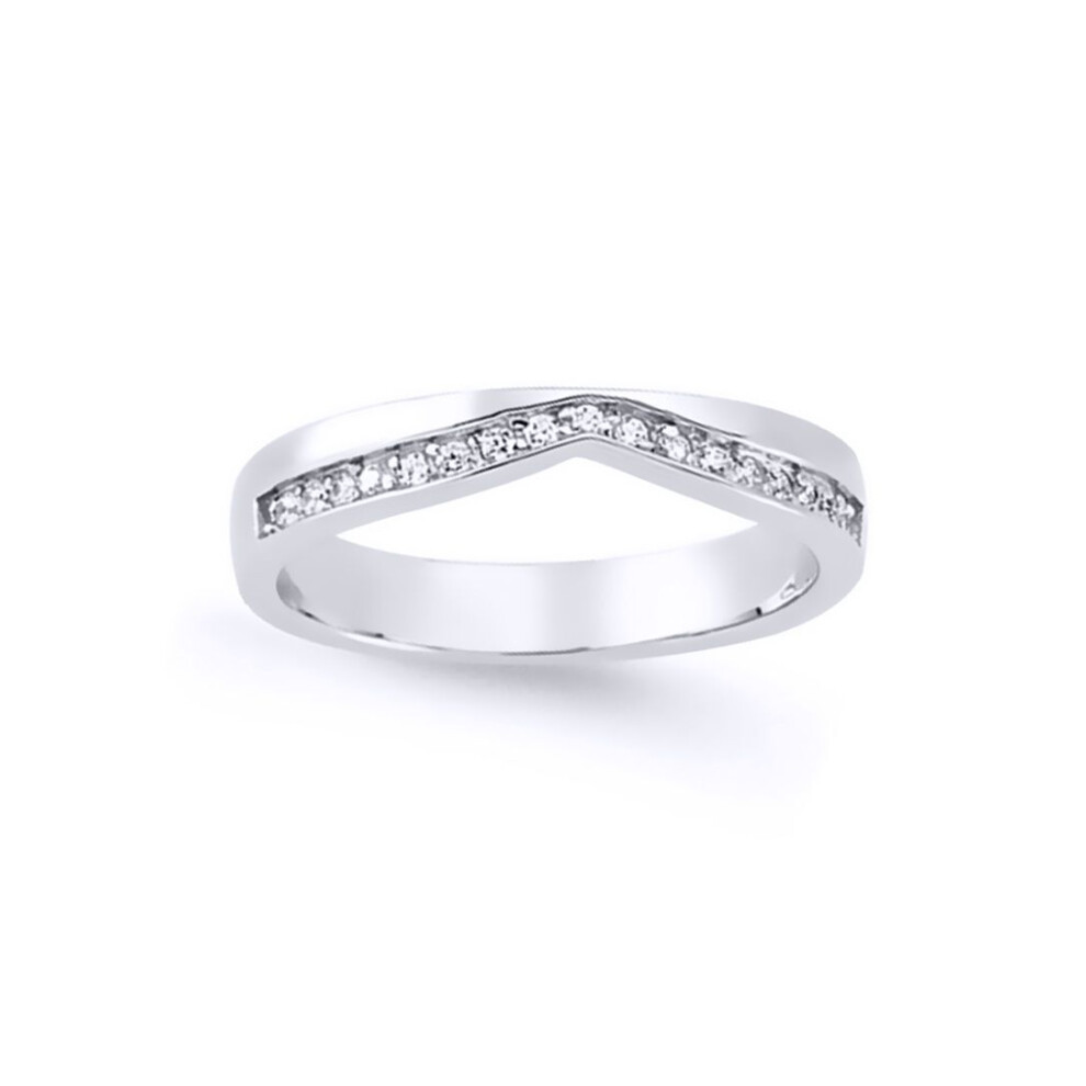 Jewelco London (O) Ladies Sterling Cubic Zirconia Channel Set Wishbone Eternity Ring - Gvr628 Silver