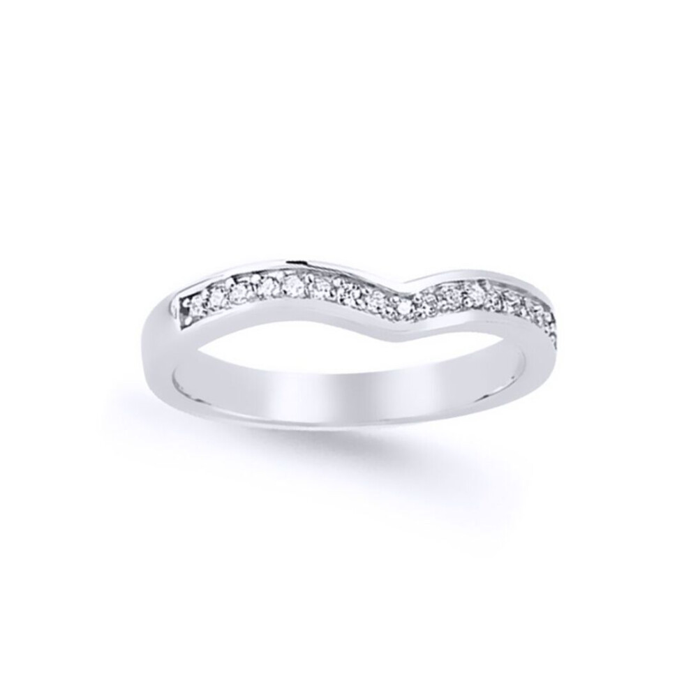 Jewelco London (L) Ladies Sterling Cubic Zirconia Channel Set Wishbone Eternity Ring - Gvr619 Silver