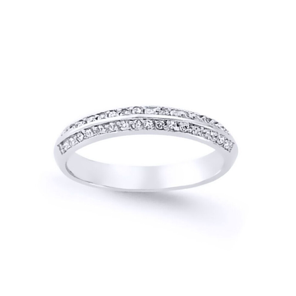 Jewelco London (P) Ladies Sterling Cubic Zirconia Pave Knife Edge Eternity Ring - Gvr629 Silver