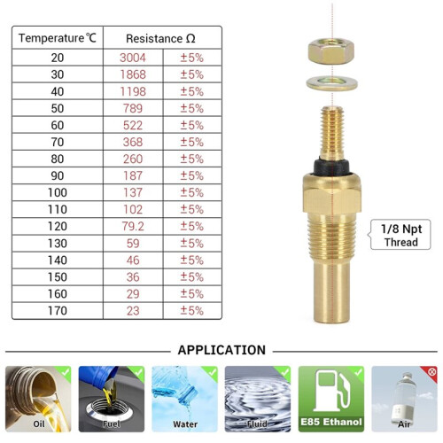 3 Pcs Generator Set Accessory M10 150  Temperature Sensor for Measuring Oil Temperature and Water Temperature 2