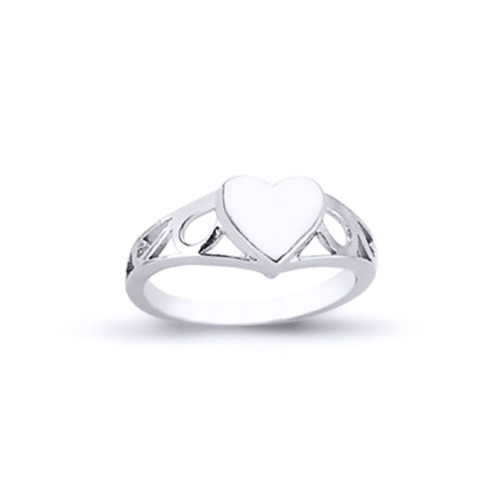 Jewelco London (C) Girls Sterling Love Heart Signet Ring - Gvr18k Silver