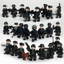 (B SET) Military Building Blocks City Police SWAT Army Soldier Figure Gas Defense Weapons Bricks Toy