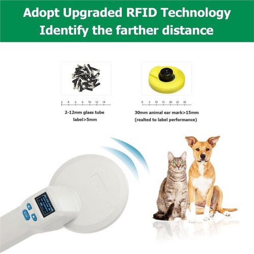 Pet Microchip Reader Scanner, Portable Animal Chip ID Reader, Support Reading FDX-B/EMID/ISO 11784/85 20000 Data Record 2