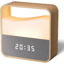 Reloj Despertador Digital con Luz Nocturna Regulable, Pantalla LED, Reloj Despertador de Mesita de Noche con Aspecto de Madera, Recargable por USB-C