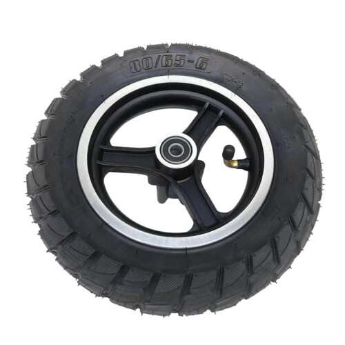 Pneu Pneumático de 10 Polegadas 80/65-6 com Aro de Freio para Roda Dianteira de Scooter Elétrica, Diâmetro Interno de 10 mm