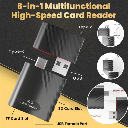6 in 1 Multifunction OTG TF  Card Reader High Speed USB 2.0 Type C Adapter for Smartphone Tablet Computer 1