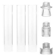 Conjunto de 3 Castiçais de Vidro para Velas Cônicas, Ideais para Centros de Mesa.