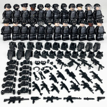 (C SET) Military Building Blocks City Police SWAT Army Soldier Figure Gas Defense Weapons Bricks Toy