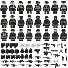 (D SET) Military Building Blocks City Police SWAT Army Soldier Figure Gas Defense Weapons Bricks Toy