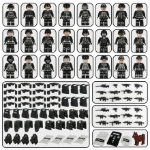 (E SET) Military Building Blocks City Police SWAT Army Soldier Figure Gas Defense Weapons Bricks Toy