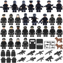(G SET) Military Building Blocks City Police SWAT Army Soldier Figure Gas Defense Weapons Bricks Toy