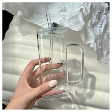 300 Ml Kaffeebecher Aus Hochwertigem Borosilikatglas, Hitzebeständig, mit Deckel und Strohhalm - mit