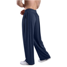 Mens Casual Wide Leg Pants Elastic Drawstring Waist Baggy Pant Cool Outdoor Yoga Pant with Pockets Navy XXXL
