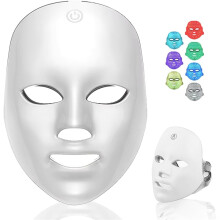 (White) LED Face Mask Red Light Therapy for Face 7-Colour Photon Therapy Anti-Ageing & Skin Tightening, Daily Red Light Facial Rejuvenation