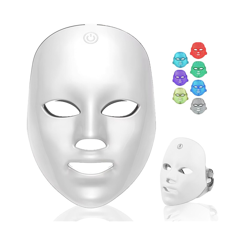Stoyotu White/Red/Light () Led Face Mask Therapy For Face 7-Colour Photon Therapy Anti-Ageing & Skin Tightening, Daily Facial Rejuvenation
